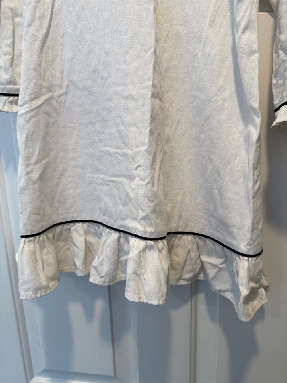 Petite Plume Victoria Girls Cotton Nightgown White with Black Trim 5 - Picture 5 of 7